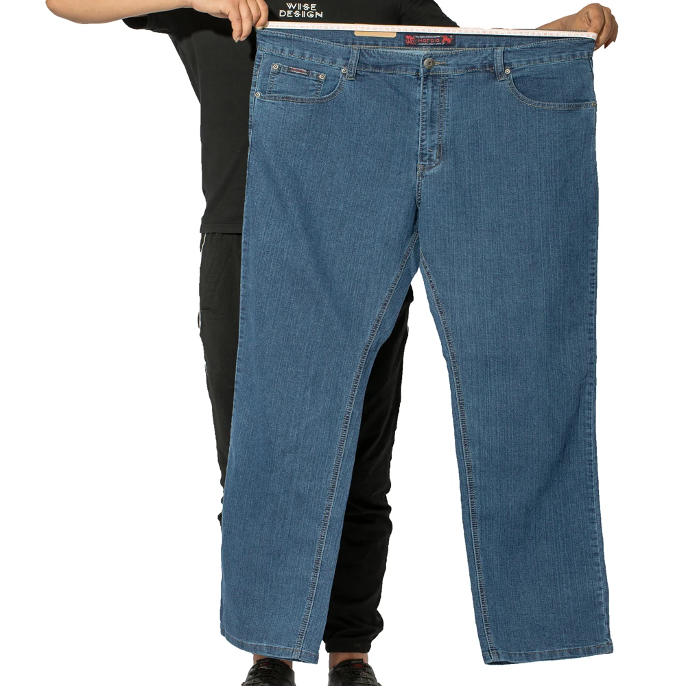 Harpia New Casual Straight Mens Jeans Classic Cowboy Long Pants Male Micro-elasticity Business Men Denim Trousers Plus Size 8xl