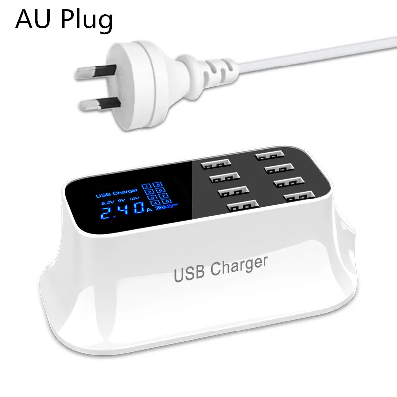 Быстрая зарядка USB зарядное устройство адаптер для iPhone samsung Xiaomi Быстрая зарядка зарядное устройство концентратор светодиодный дисплей настенное зарядное устройство EU US AU UK Plug - Тип штекера: AU Plug