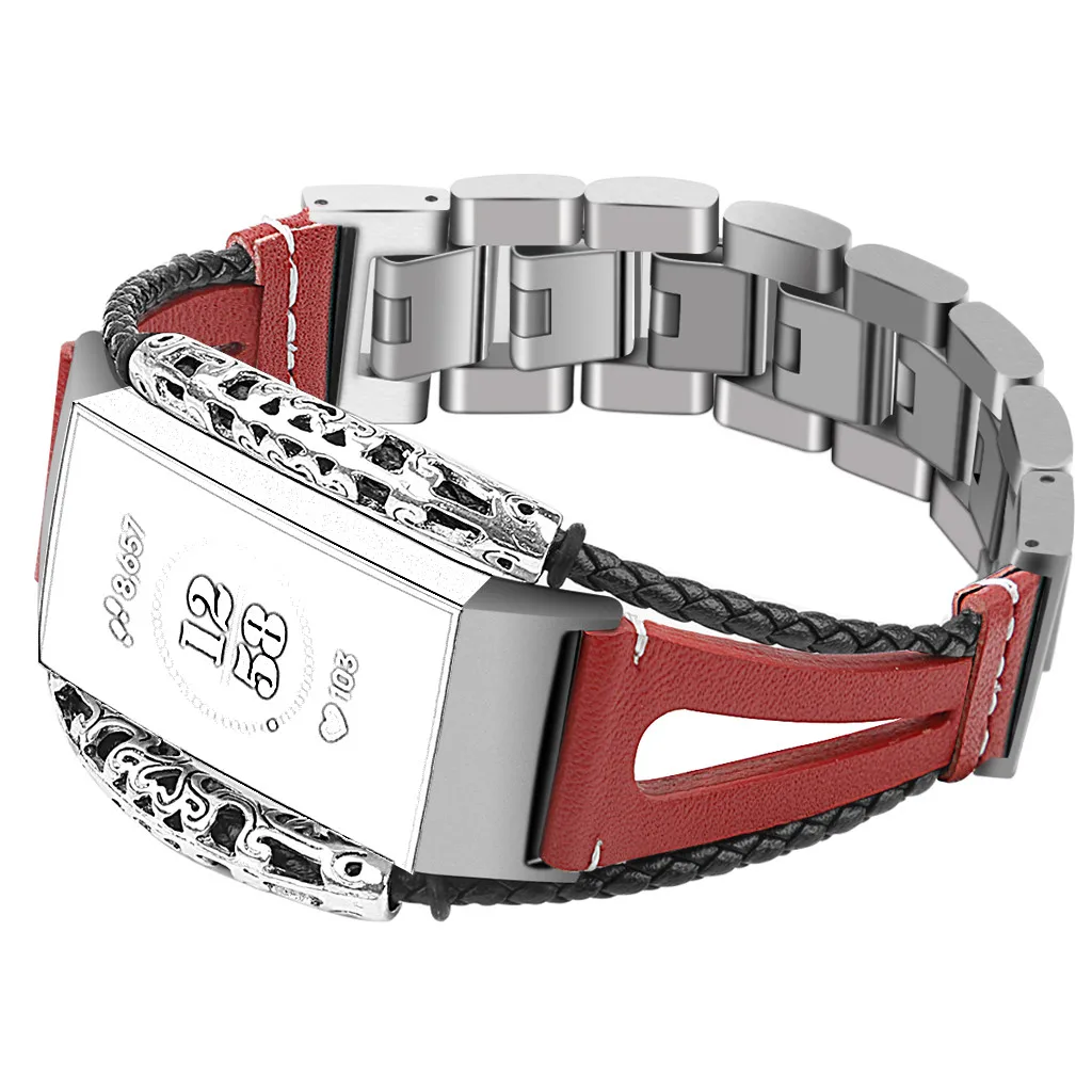 CARPRIE Замена кожаный ремешок, браслет ремень для Fitbit зарядки 3 Длина 207 мм/233 мм Прямая поставка 2,19 - Цвет: RD