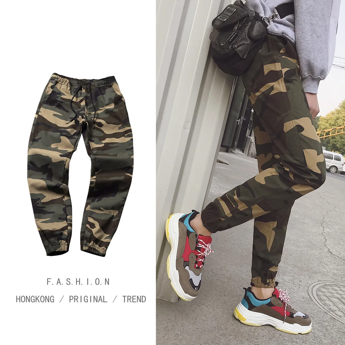 

Autumn New Camo Pants Men Fashion Slim Casual Trousers Male Streetwear Joggers Sweatpants Hip Hop Elastic Waist Man Clothing