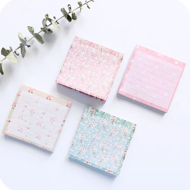 

1 Pc Cute Fox Rabbit post Memo Pad Flower Sticky Notes Self-Adhesive Notepad School Office Stationery Supplies