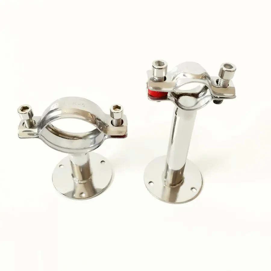 

70-76mm 3" 76mm Pipe Hanger Bracket Clamp Support Clip With Base Plate 304 Stainless Steel For Beer Brewing L=100mm