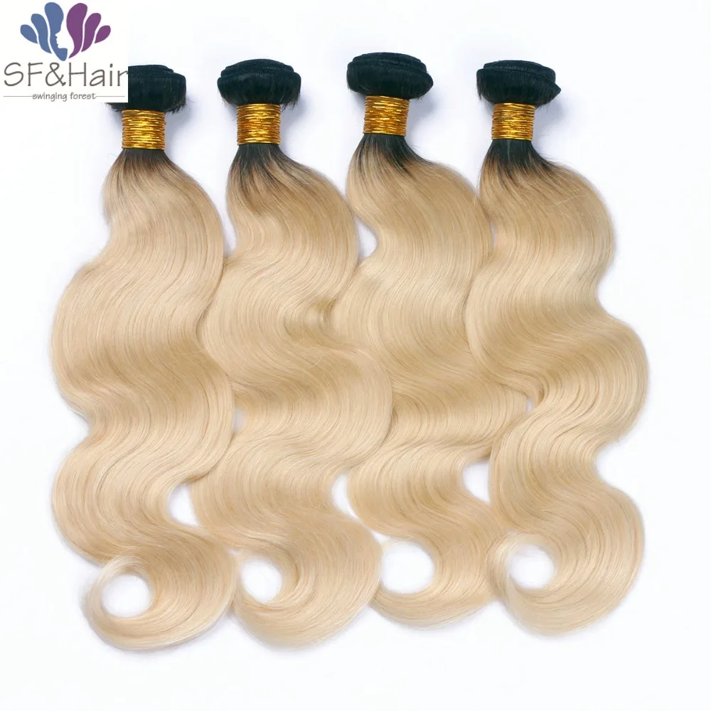 

Brazilian Virgin Hair Ombre Weave Bundles Body Wave Ombre Hair Extension Blonde Hair Weave Dark Root 613 Ombre Brazilian Hair