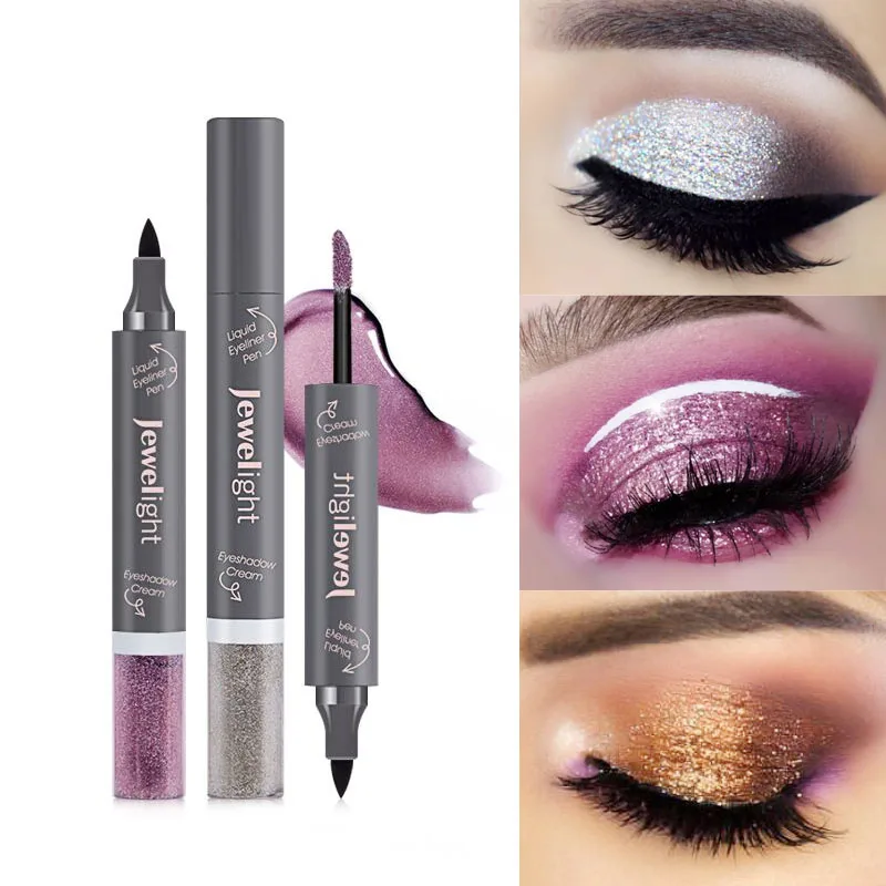 

Black Long Lasting Eye Liner Pencil Waterproof Eyeliner Smudge-Proof Cosmetic Beauty Makeup Pink Dots Liquid Eyeshadow Glitter