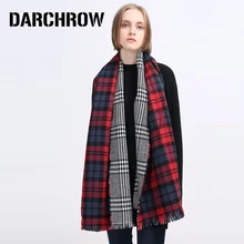 DARCHROW Top Quality Winter Plaid Scarf Women Blanket Shawl Pashmina Wrap Tartan Cashmere Scarf Women’s Scarves