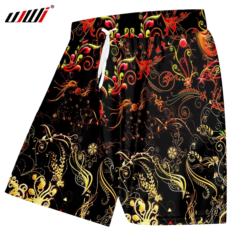 UJWI мужские новые 3D печатные желтые цветы и листья Harajuku размера плюс 6XL Habili мужские спортивные штаны летние пляжные шорты