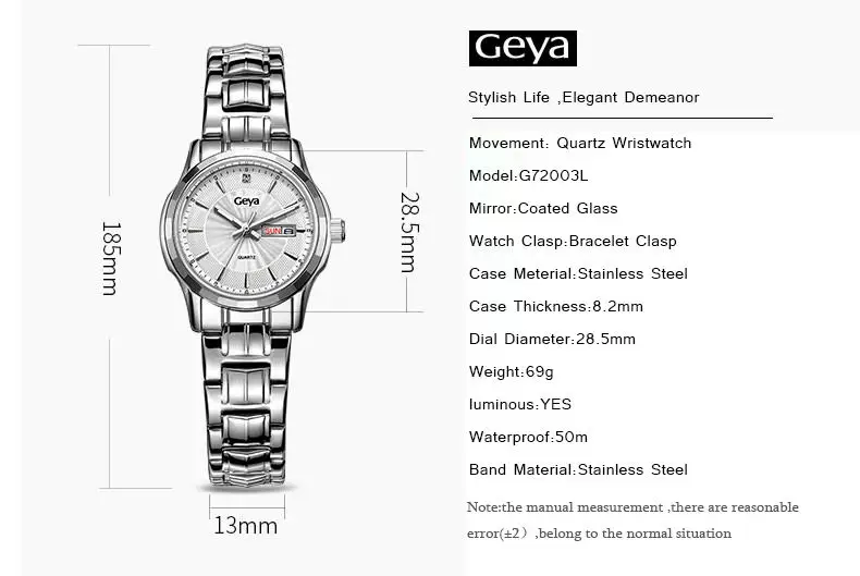 Geya Япония Miyota GL00 Роскошные Деловые женские кварцевые часы светящиеся женские наручные часы водонепроницаемые 50 м из нержавеющей стали женские часы