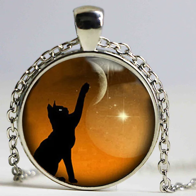 Wholesale Black cat necklace black cat jewelry glass cat necklace Glass