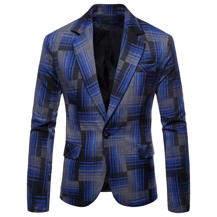 Plaid Blazer for Men Plaid Suit Slim fit Casual Mens Blazers Men Suit Jacket Black Yellow Blue