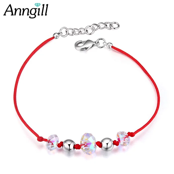 

Brand Design Red String Bracelet For Girls Crystals from Swarovski Handmade Diy Jewelry Charm Braided Bracelet Bijoux