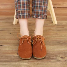 Женская обувь в стиле ретро; сезон лето-весна винтажные туфли без каблуков на шнурках из воловьей кожи; женская обувь из нубука; обувь из натуральной кожи; 2 цвета