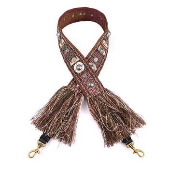 

Luxury Brand Design Women Bag Strap Vintage Shoulder Strap Cow Leather Tassel Bags Belt High Quality Bag Accessories