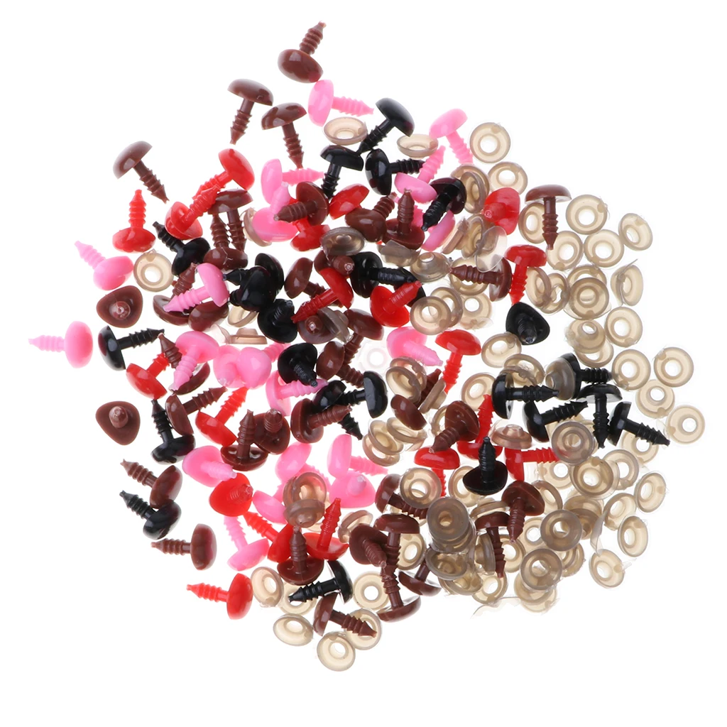 100pcs Mix Colored Plastic Screw Safety Nose for Bear Doll Stuffed Toy Animal Doll Nose for Teddy Bear Soft Toy Making or Repair