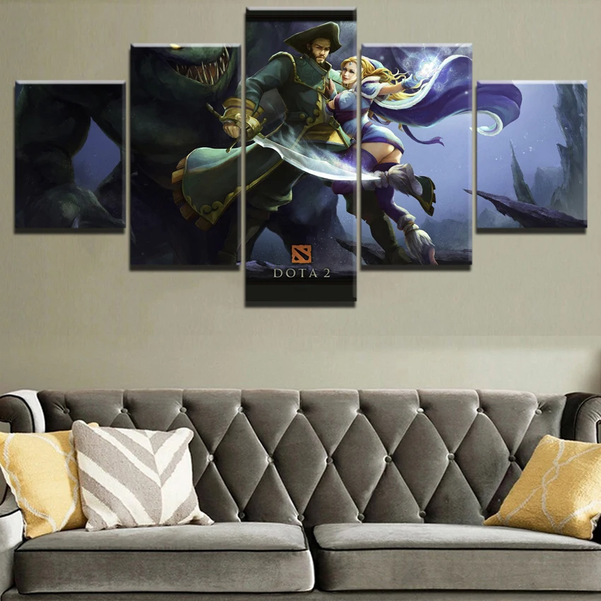  5 Piece DOTA 2 Game Painting Canvas Printed Game Poster HD Print Painting Decorative Picture Home L