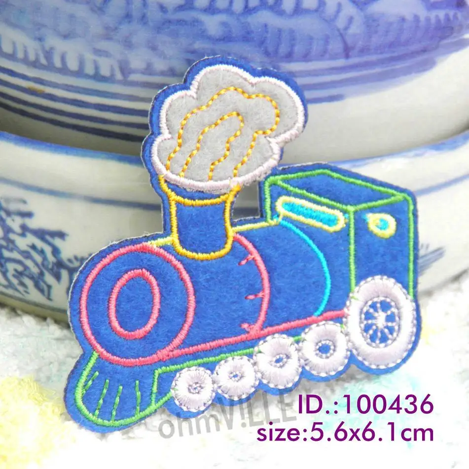 

100436 Blue Train Iron-on Patches Made Of Embroidered "easy To Apply, Just Iron-on" Guaranteed 100% Quality + Free Shipping