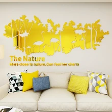 Nordic ins style Forest flamingo acrylic 3d self-adhesive wall sticker Bedroom creative livingroom TV background wall decoration creative floral girl pattern wall sticker for bedroom livingroom decoration