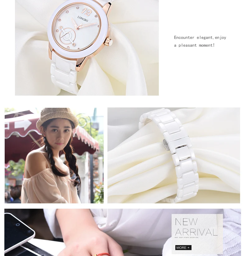 moda quartzo cerâmica branco pulseira ouro feminino