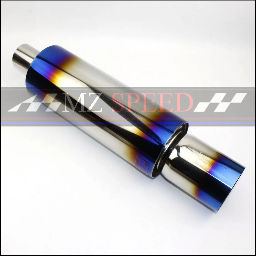 

Car Muffler Exhaust Pipe Tip Polished Stainless Steel Burnt Tip And Silencer 2.0 "inlet to 3"outlet Exhaust tip Muffler