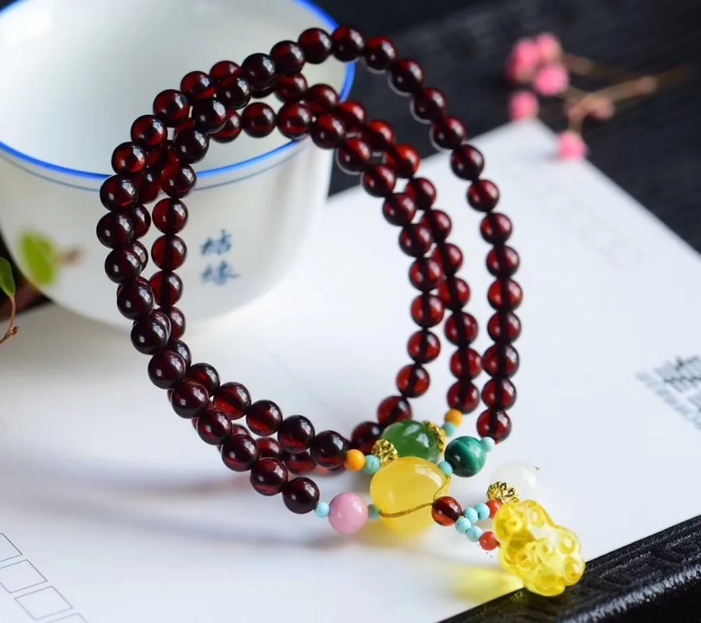 Natural Blood Amber Bracelet   (2)