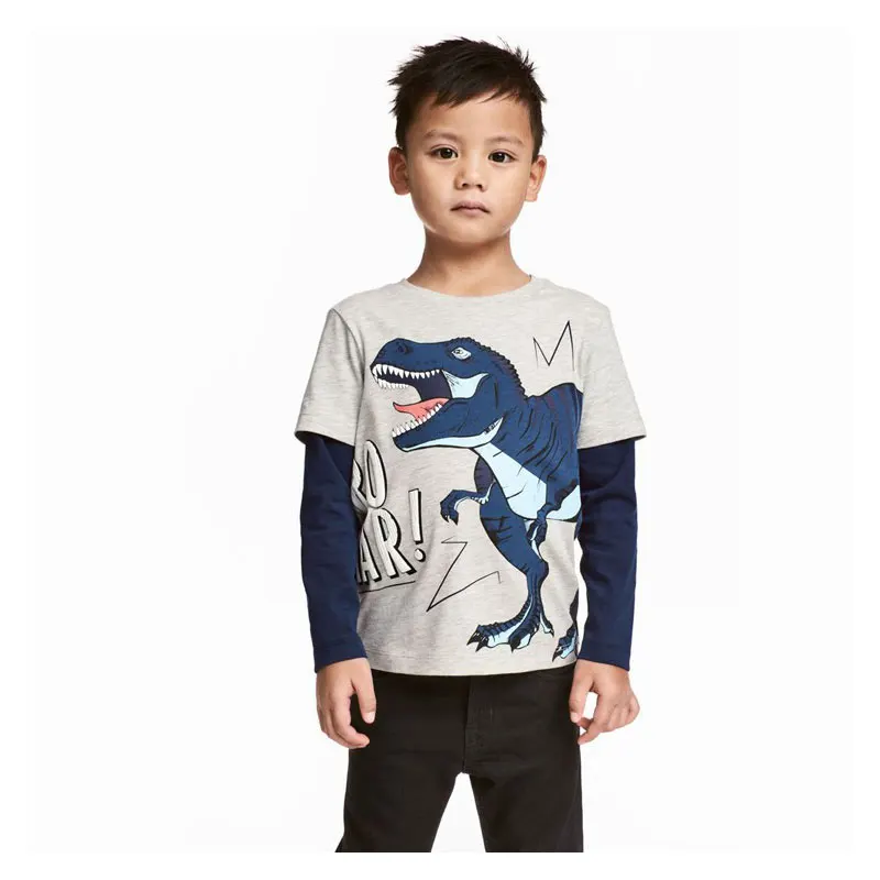 

boy T-shirt girls tops long-sleeved round neck top clothing spring and summer new dinosaur t-shirt cotton casual comfort 2019new