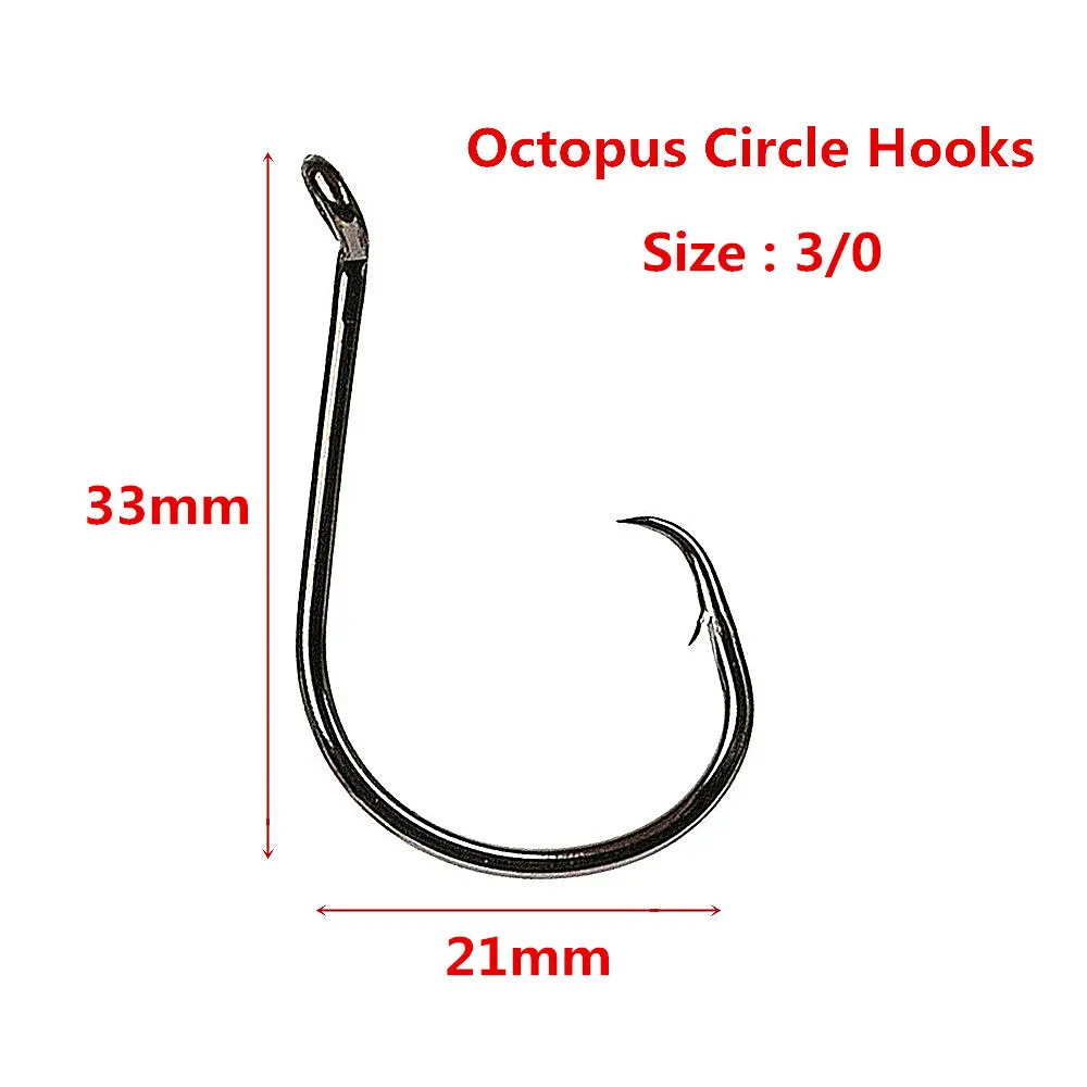 

50pcs 3/0 Octopus Circle Fishing Hooks Saltwater Offset Fishhooks Jig Barbed Freshwater Hook High Carbon Steel Fishing Tackle