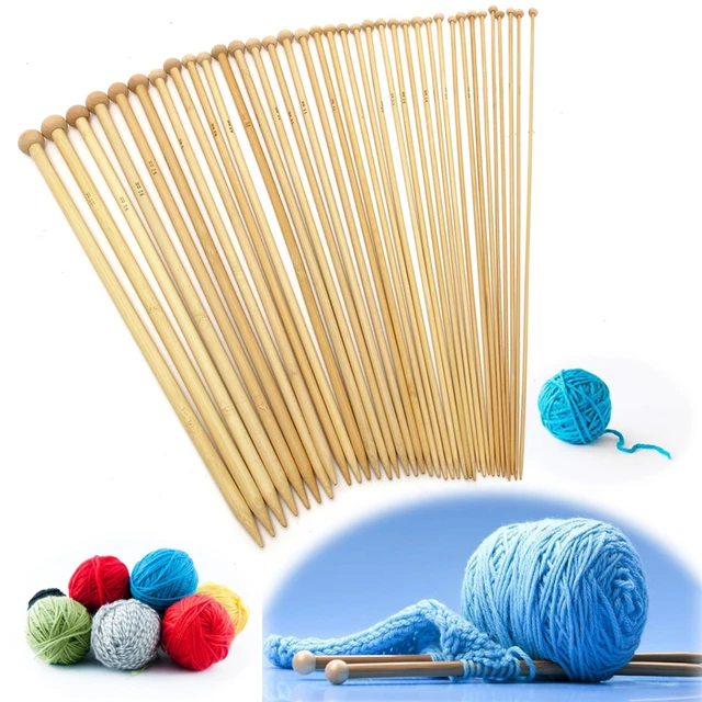 36pcs/set 18 Sizes Bamboo Wood Single Pointed Crochet Knitting