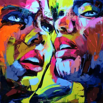 

Palette knife painting portrait Palette knife Face Oil painting Impasto figure on canvas Hand painted Francoise Nielly 13-14