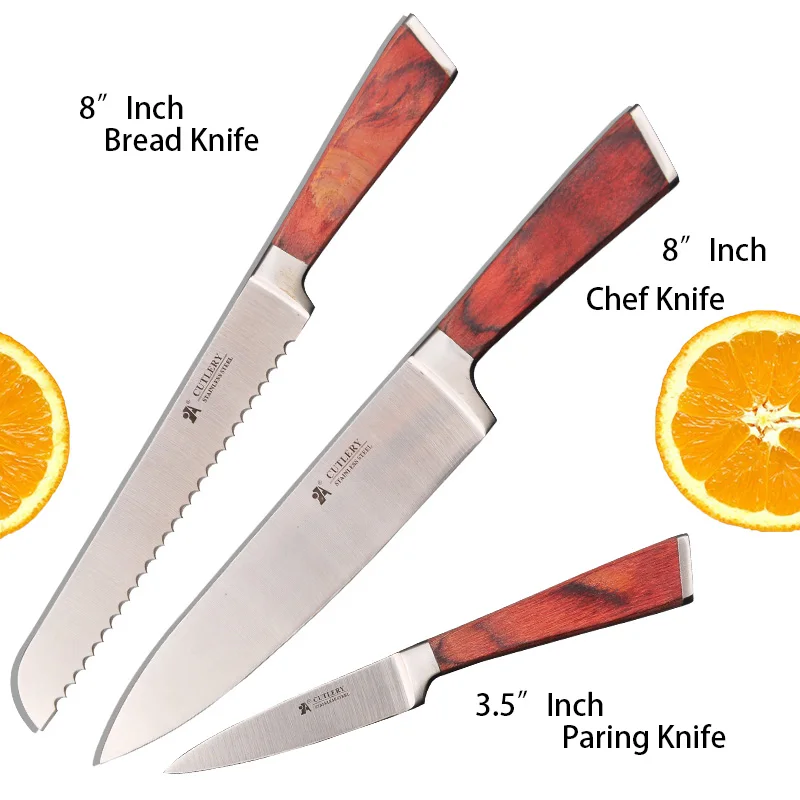 A BRAND Kitchen knife Slicing Meat Cutting High Carbon Stainless Steel Chef Knives Wood Handle Bread Vegetable Sharp Blade Knife - Color: Bread Paring Chef