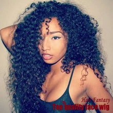 Hot sale !!New synthetic kinky curly #1b brazilian hair glueless lace front wigs heat resistant synthetic hair lace front wigs