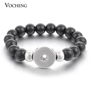

Wholesale 10pcs/lot Vocheng 18mm Snap Button Jewelry Interchangeable Stone and Stainless Steel Beads Charm Bracelet Vb-023*10