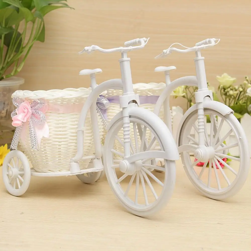 UNIHOME Современный стильный ротанга Цветочная корзина "трехколесный велосипед" декоративная ваза для сада Свадебная вечеринка украшения офиса Спальня держит ОК