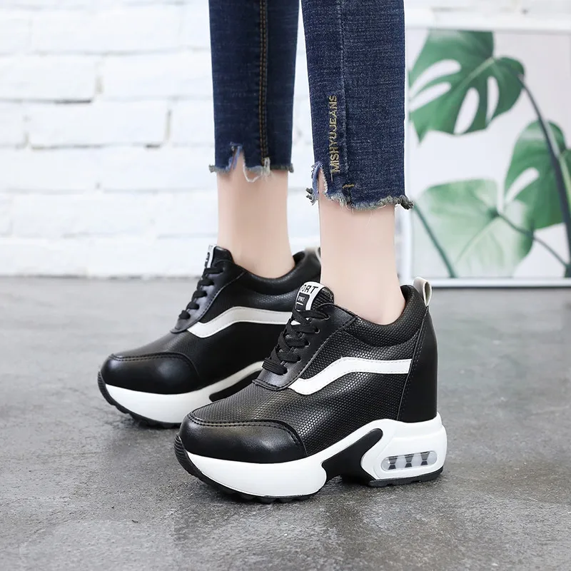 10cm Hight Increase Women Sneakers Casual Shoes Woman Platform Wedges ...