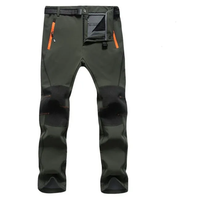 Повседневные брюки мужские эластичные водонепроницаемые теплые флисовые штаны из кожи акулы длинные брюки спортивные брюки мужские военные тактические армейские рабочие брюки - Цвет: Army Green