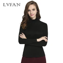 Leechee тонкий чистый шелк Высокий воротник двойной вязаный удобный вязаный свитер Женская супер комфорт с длинными рукавами теплый свитер