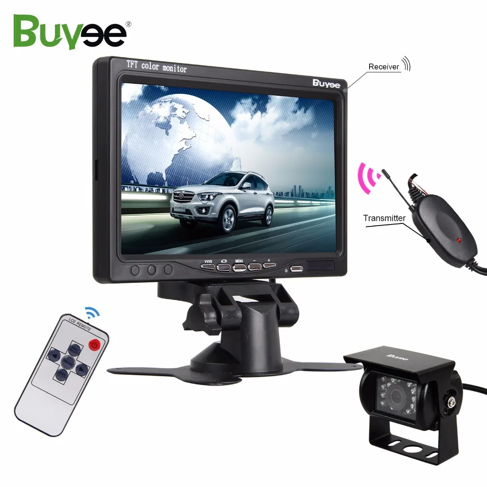 

Buyee Wireless Auto Parking monitor system 7 '' TFT LCD Car Mirror Monitor + 18 IR LED Car Reverse Rear View Camera for Truck RV