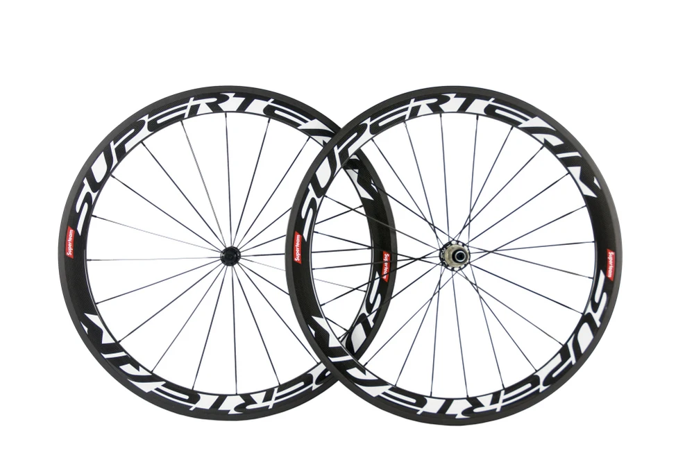 Flash Deal Superteam 50mm carbon wheels 700c clincher 23mm road bike wheelset in glossy finish with powerway hub 2