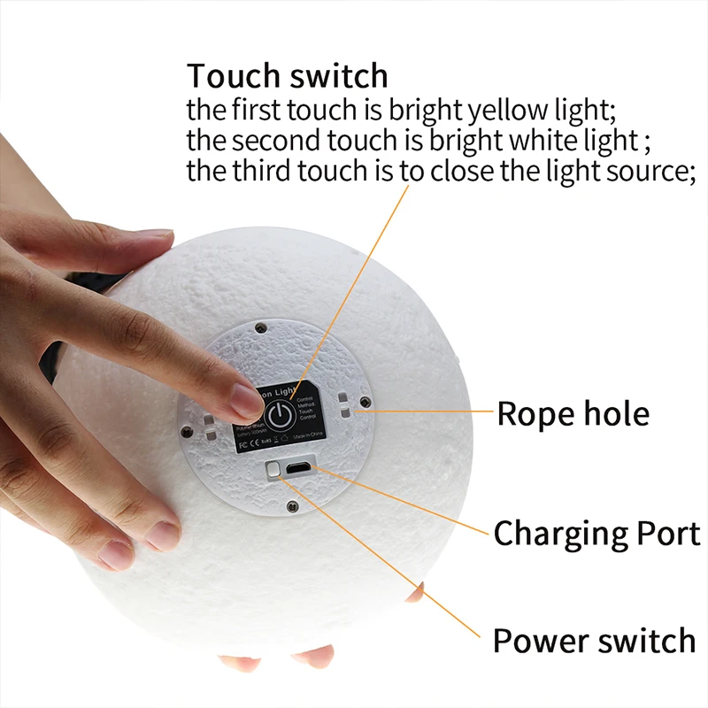 15 см перезаряжаемый сенсорный выключатель, лунный светильник, ночник, 2 цвета, меняющий спальню, креативная настольная лампа мечты, домашний подарок