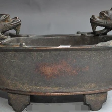 Xd 002932 " Китайский Pure фиолетовый Бронзовый дракон зверь статуя Курильница Курильница