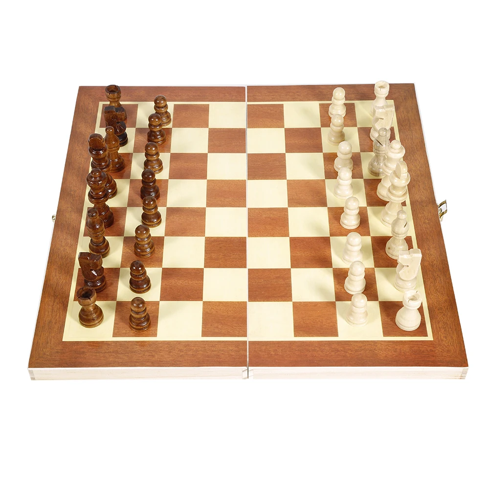

2018 new Portable Foldable Wooden chessboard Set Folding Wooden Chess Board Game International Chess Set For Party Famili