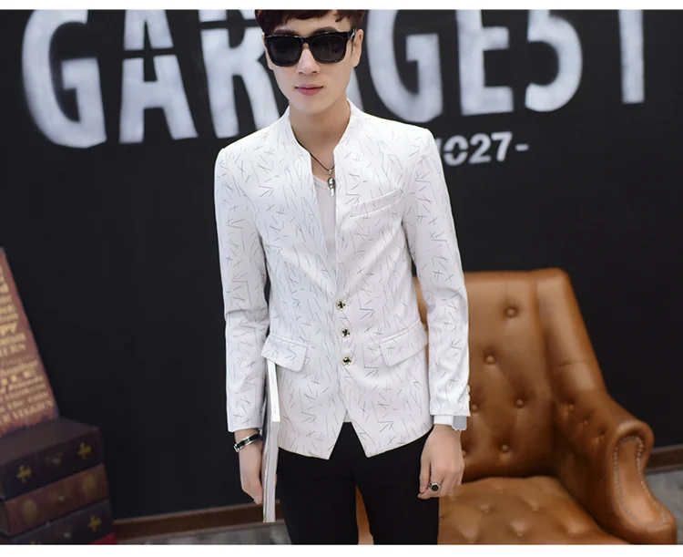 Тан для мужчин цветочный блейзер мандарин Slim Fit мужской костюм Китайский Воротник пиджак золото печати вечерние Вечеринка пиджак для выпускного плюс размеры 6xl