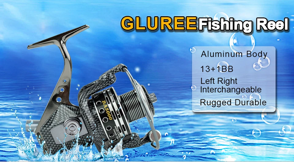 GLUREE Full Metal Fishing Spinning Reel 13+1BB 5.51 Saltwater Carp Fishing Reel Metal Line Cup LeftRight Handle BA1000~BA7000 (7)