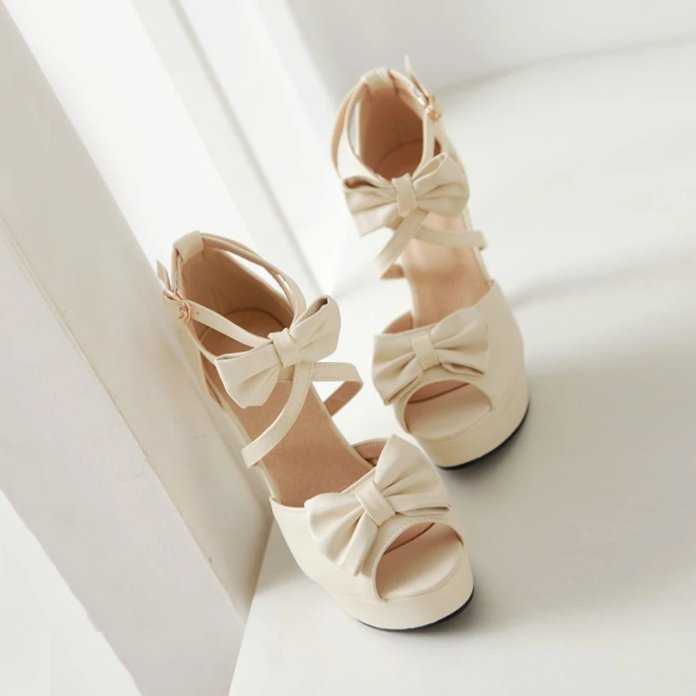 Tookie المرأة زقزقة اصبع القدم منصة عالية الكعب الكاحل مشبك حزام الصنادل مع الانحناء