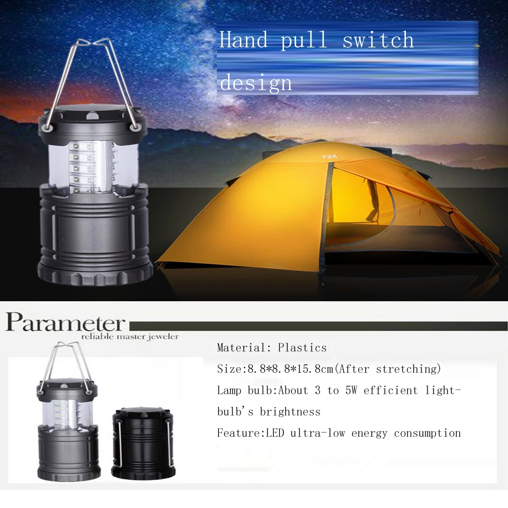1Pcs 30 LED Outdoor Ultra bright Camping Lamp Portable Lanterns Lights