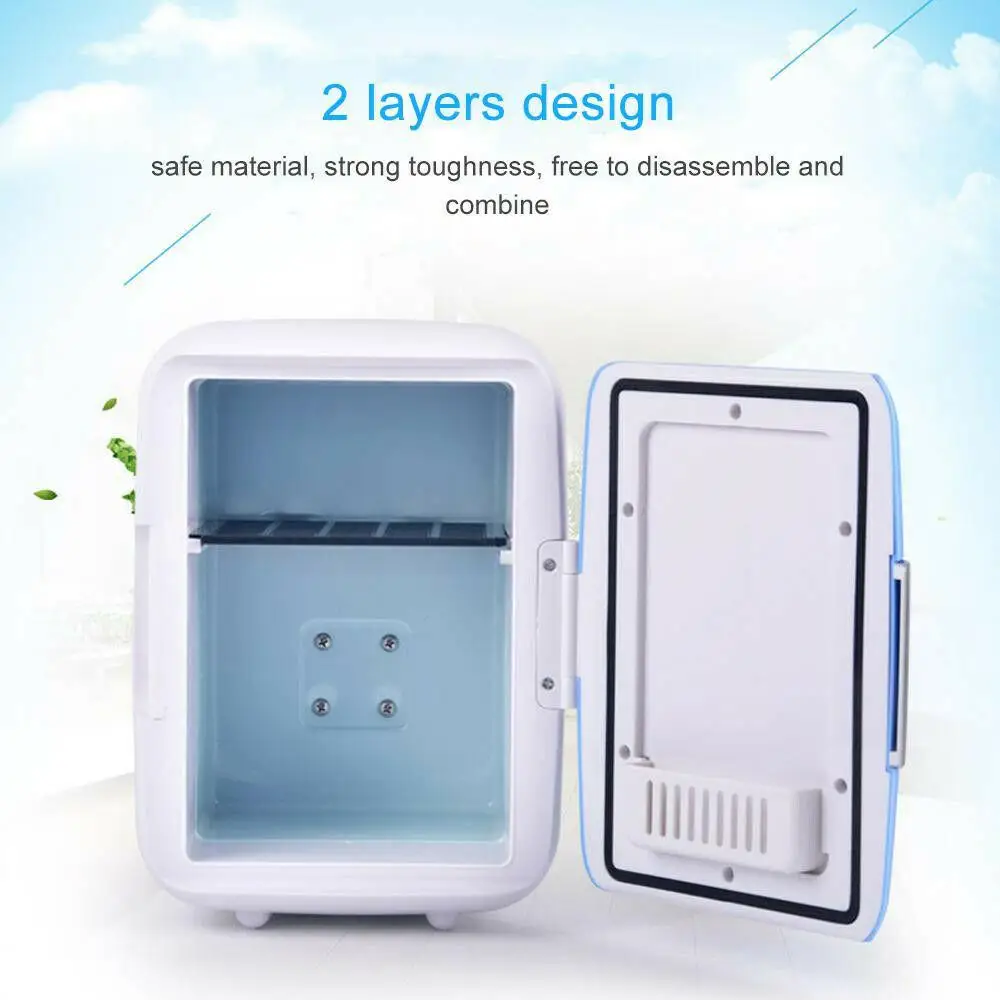 4L Mini Car Refrigerator 12V/220V 50W Car Use Portable Quiet Low Noise Freezer Cooling Heating Fridge Box Cans Beer Cooler