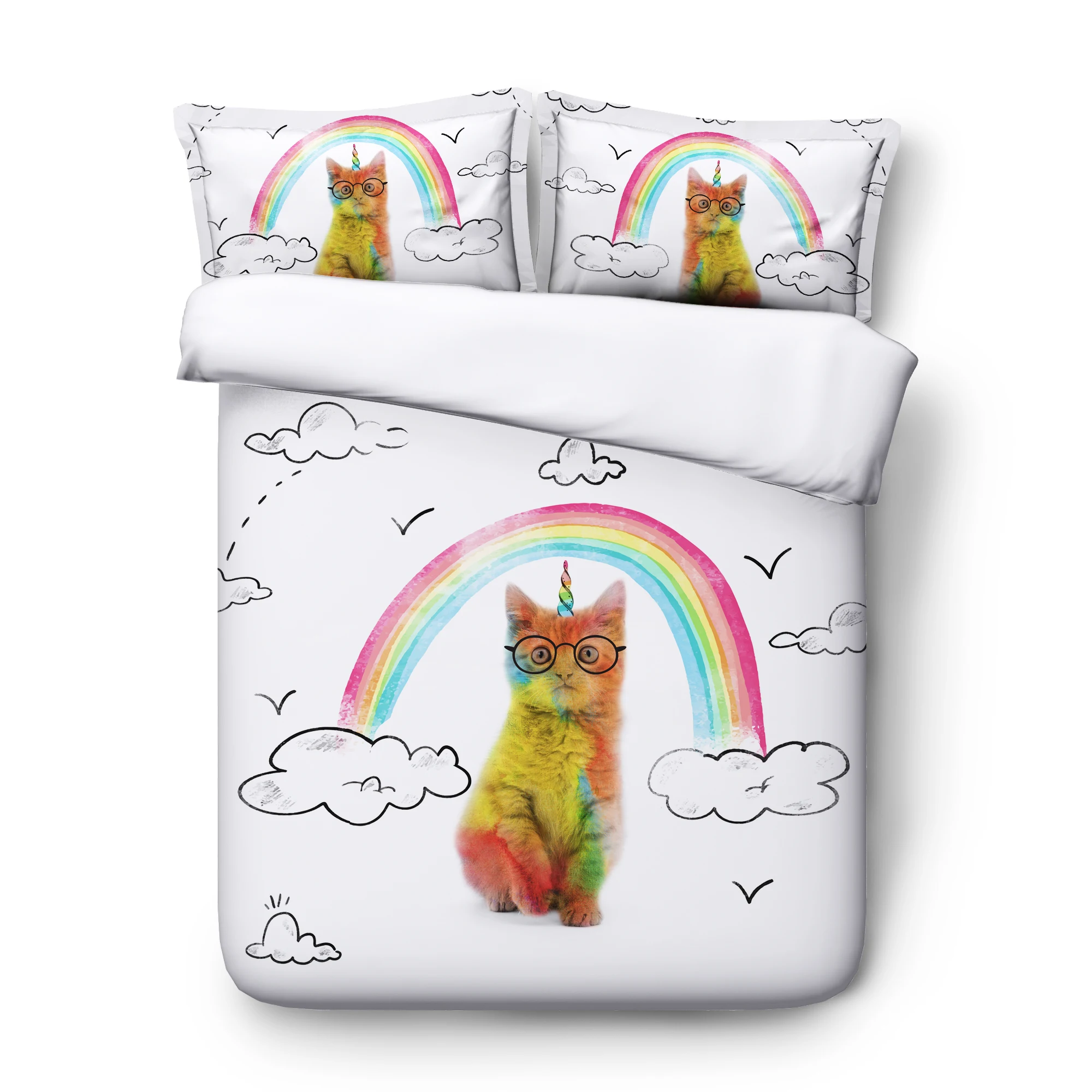 Color cat Digital print Bedding Set Quilt Cover Design Bed Set Bohemian
