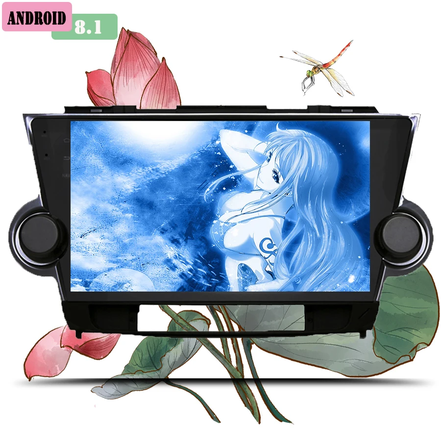Sale 10.1" HD IPS Display Android 8.0 Car Radio DVD Player music video gps navi tablet for Toyota Highlander 2009-2013 BT FM USB RDS 1