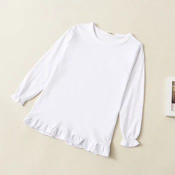 

2018 Spring Autumn Kids Clothes Baby Girl Long Sleeve T-Shirt Cotton Solid Color Ruffle Basic Shirt Children's Clothing Roupas