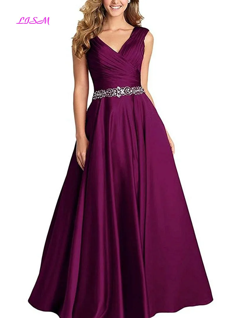 Плиссированное атласное вечернее платье с v-образным вырезом ТРАПЕЦИЕВИДНОЕ длинное формальное платье красное свадебное платье для женщин больших размеров vestido festa