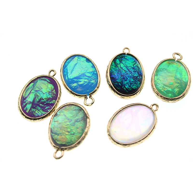 4pcs 15x23mm Double-Side Copper Plated Drop Resin Charm Pendant Earring For Jewelry Making Fit Handmade DIY Bracelet Necklace | Украшения и
