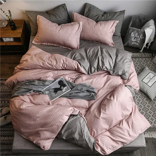 Летний комплект белья набор зеленый одеяло покрывало, Комплект постельного белья геометрический плоский лист олень постельное белье 4 шт. кровать Linenset Nordic домашний текстиль - Цвет: yiluo pink